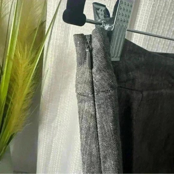 Eileen Fisher Women’s Petite Small Silver Gray Linen Front Flap Mini Skirt - Picture 4 of 9